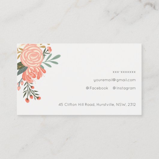 Elegant Orange Blush Pink Green Ambrosia Floral Visitenkarte (Rückseite)