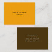 Elegant Orange Brown Minimalistisch Beruflich Visitenkarte (Vorne/Hinten)