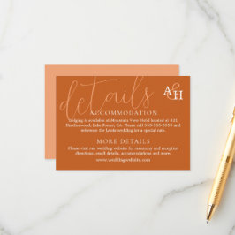 Elegant Orange Calligraphy Wedding RSVP Card Begleitkarte