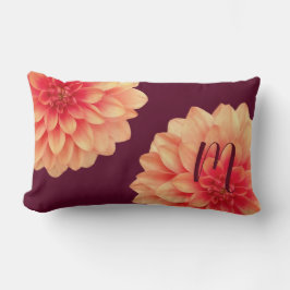 Elegant Orange Dahlias Blume Burgundy Monogram Lendenkissen