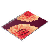 Elegant Orange Dahlias Blume Burgundy Monogram Notizblock (Linke Seite)