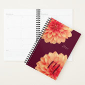 Elegant Orange Dahlias Blume Burgundy Monogram Planer (Anzeige)