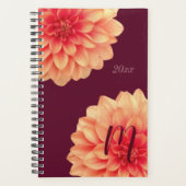 Elegant Orange Dahlias Blume Burgundy Monogram Planer (Vorderseite)