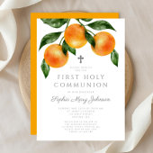 Elegant Orange First Holy Communion Einladung