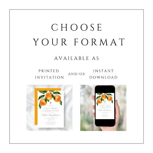 Elegant Orange First Holy Communion Einladung