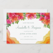 Elegant Orange Floral Bougainville Foto Wedding Save The Date (Vorderseite)