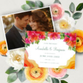 Elegant Orange Floral Bougainville Foto Wedding Save The Date