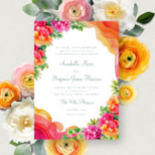 Elegant Orange Floral Bougainville Italien Wedding Einladung