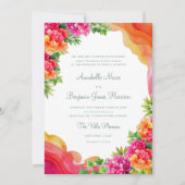 Elegant Orange Floral Bougainville Italien Wedding Einladung (Vorderseite)