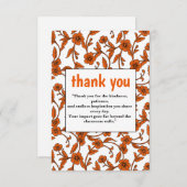 Elegant Orange Floral Dankeschön Karte (Vorne/Hinten)