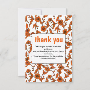 Elegant Orange Floral Dankeschön Karte