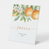 Elegant Orange Floral Favors Sockelschild (Vorderseite)
