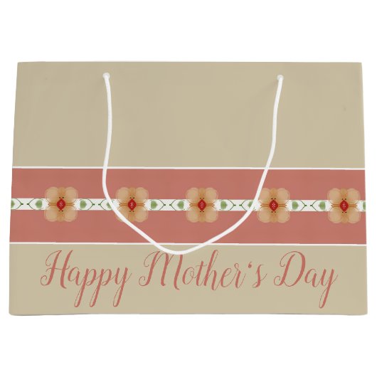 Elegant Orange Floral Große Geschenktüte (Vorderseite)