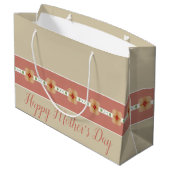 Elegant Orange Floral Große Geschenktüte (Rückseite Schrägansicht)