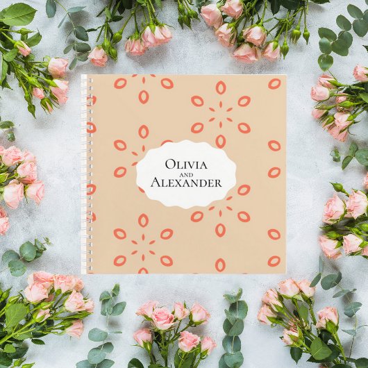 Elegant Orange Floral Wedding Guest Book Notizblock