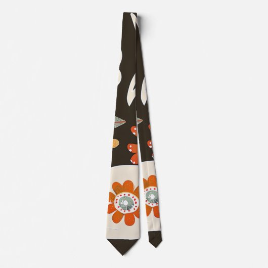 Elegant Orange Flower Pattern Tie Krawatte (Vorderseite)