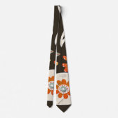 Elegant Orange Flower Pattern Tie Krawatte (Rückseite)