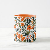 Elegant Orange Flowers Spring Botanical Pattern Tasse (Zentrum)