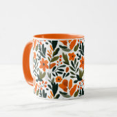 Elegant Orange Flowers Spring Botanical Pattern Tasse (Vorderseite Links)