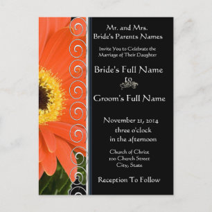 Elegant Orange Gerber Daisy Wedding Einladung