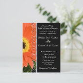 Elegant Orange Gerber Daisy Wedding Einladung (Stehend Vorderseite)