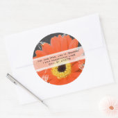 Elegant Orange Gerber Daisy Wedding Runder Aufkleber (Umschlag)