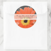 Elegant Orange Gerber Daisy Wedding Runder Aufkleber (Tasche)