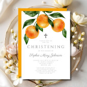Elegant Orange Girl Christening Einladung