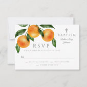Elegant Orange Girl Taufe RSVP Karte (Vorderseite)