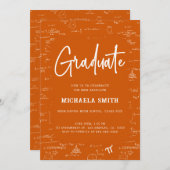 Elegant Orange Graduate Math Graduation Einladung (Vorne/Hinten)