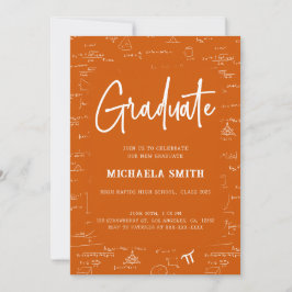 Elegant Orange Graduate Math Photo Graduation Einladung