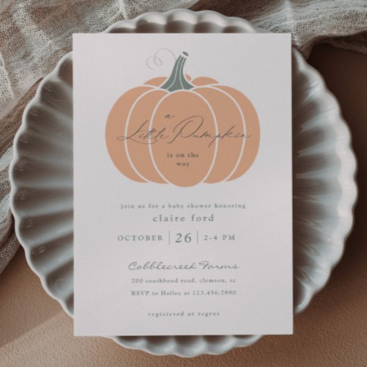 Elegant Orange Little Pumpkin Fall Baby Shower Magneteinladung