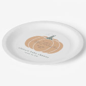 Elegant Orange Little Pumpkin Fall Baby Shower Pappteller (Schrägansicht)