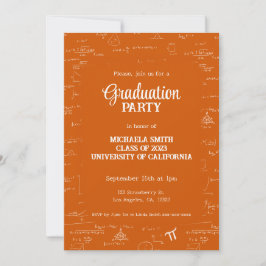 Elegant Orange Math Hand-Written Photo Graduation Einladung