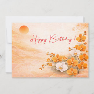 Elegant Orange Orchid Birthday Card Feiertagskarte