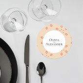 Elegant Orange Pattern Wedding Coaster Runder Pappuntersetzer