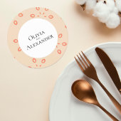 Elegant Orange Pattern Wedding Coaster Runder Pappuntersetzer
