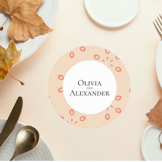 Elegant Orange Pattern Wedding Coaster Runder Pappuntersetzer