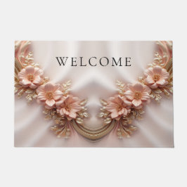 Elegant Orange Peach Floral Doormat Fußmatte
