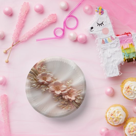 Elegant Orange Peach Floral Pappteller (Party)