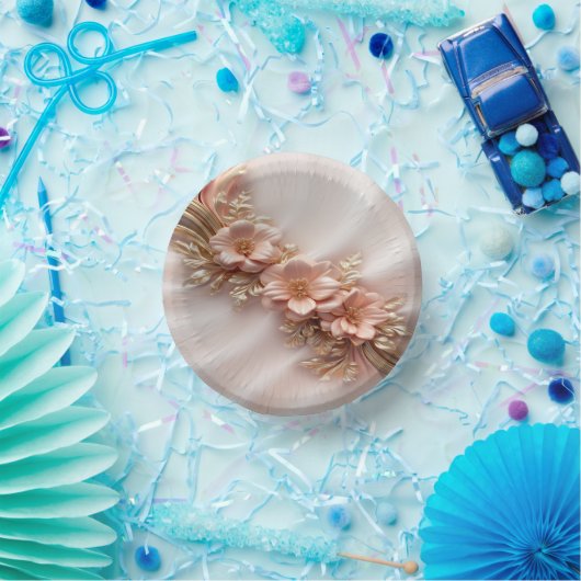 Elegant Orange Peach Floral Pappteller (Party)