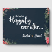 Elegant Orange Peach Gray Floral Script Hochzeit Gästebuch (Rückseite)