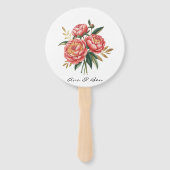 Elegant Orange Peony Bouquet Wedding Fächer (Rückseite)