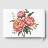 Elegant Orange Peony Bouquet Wedding Gästebuch (Rückseite)