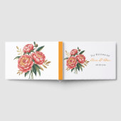 Elegant Orange Peony Bouquet Wedding Gästebuch (Voll)