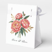 Elegant Orange Peony Bouquet Wedding Geschenkschachtel (Rückseite)