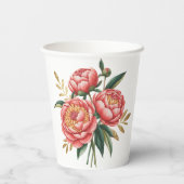 Elegant Orange Peony Bouquet Wedding Pappbecher (Rückseite)