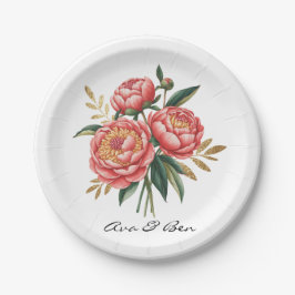 Elegant Orange Peony Bouquet Wedding Pappteller