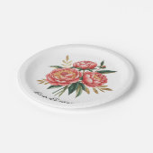 Elegant Orange Peony Bouquet Wedding Pappteller (Schrägansicht)