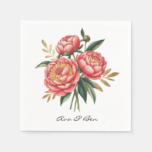 Elegant Orange Peony Bouquet Wedding Serviette (Vorderseite)